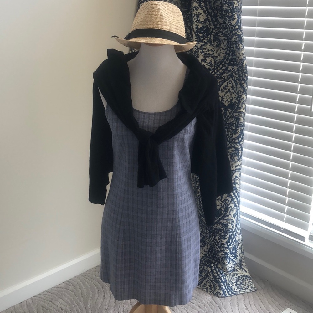 baby blue and black plaid dress